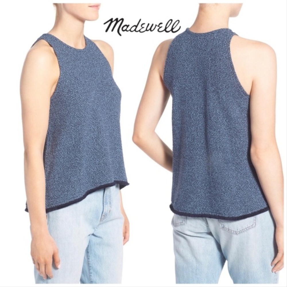 Madewell NWT Swing Fringe Tank Blue & Black S